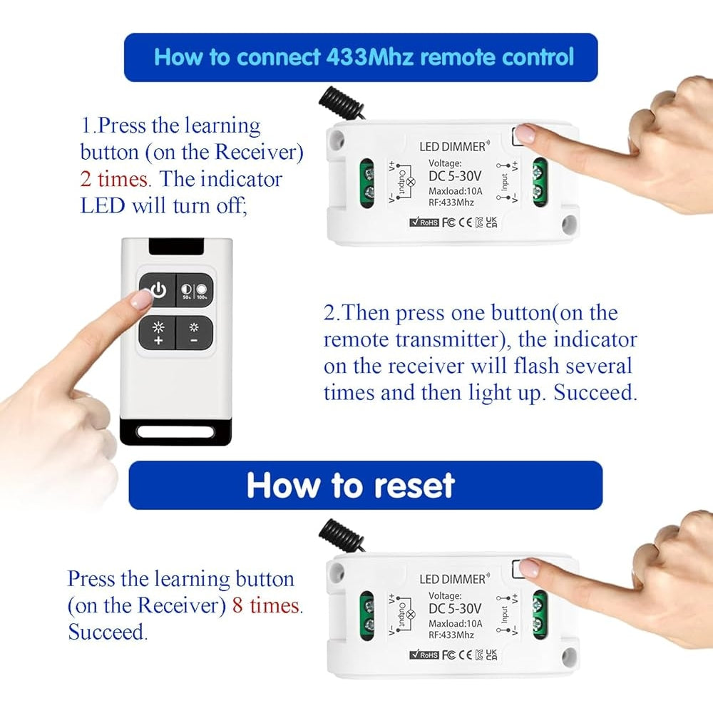 5-30VDC Remote Controlled Dimmer Relay Switch Combo