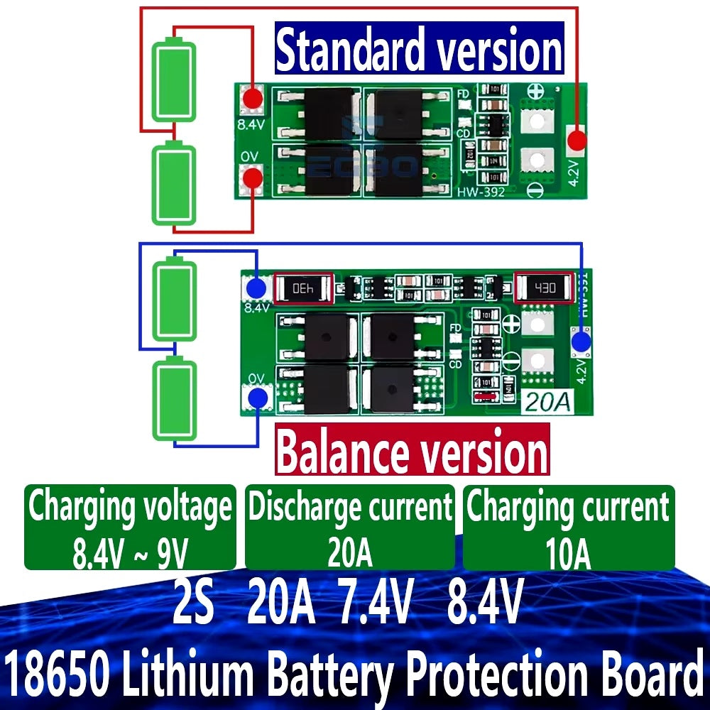 2S Li-Ion BMS 18650 Lithium Ion Battery Protection Boards