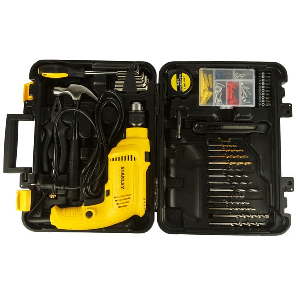 Stanley: SDH550KP 550W 10mm Corded Single Speed Hammer Drill Machine and Hand Tool Kit (120-Pieces)