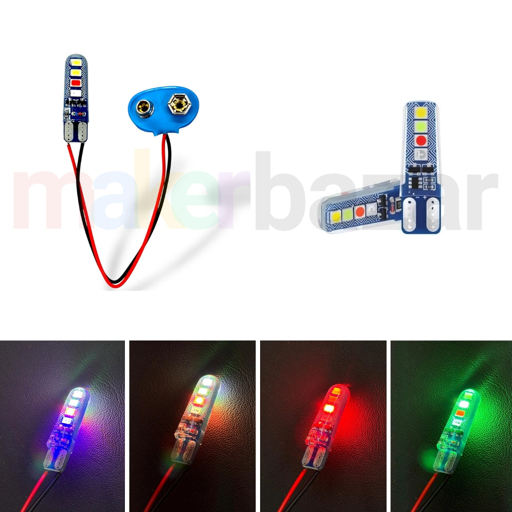 T10 RGB 8-SMD LED Vehicle Parking Light Bulb Auto-Running + Flashing