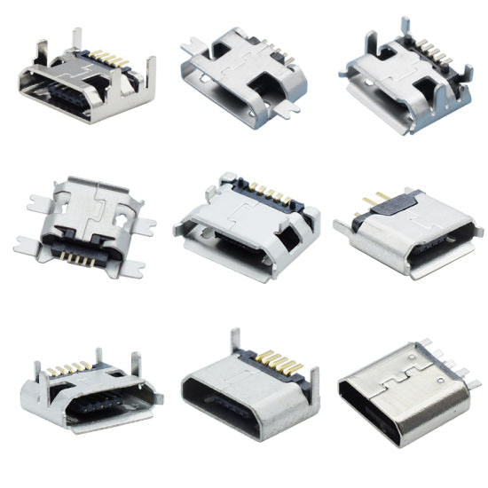 5-Pin Micro USB Type-B Female Socket 180 Degree SMD SMT Soldering Jack
