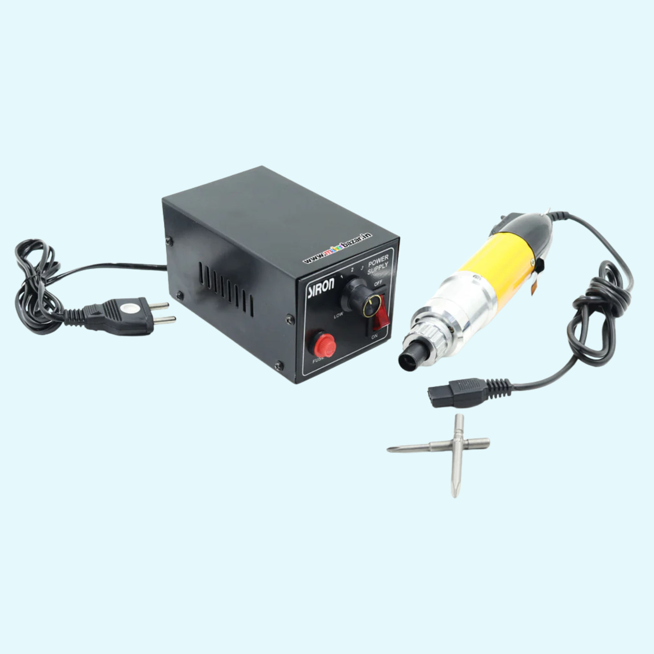 Siron: Electric Screwdriver with Power Supply 24V/36V DC |with 2 Bits and Power Supply