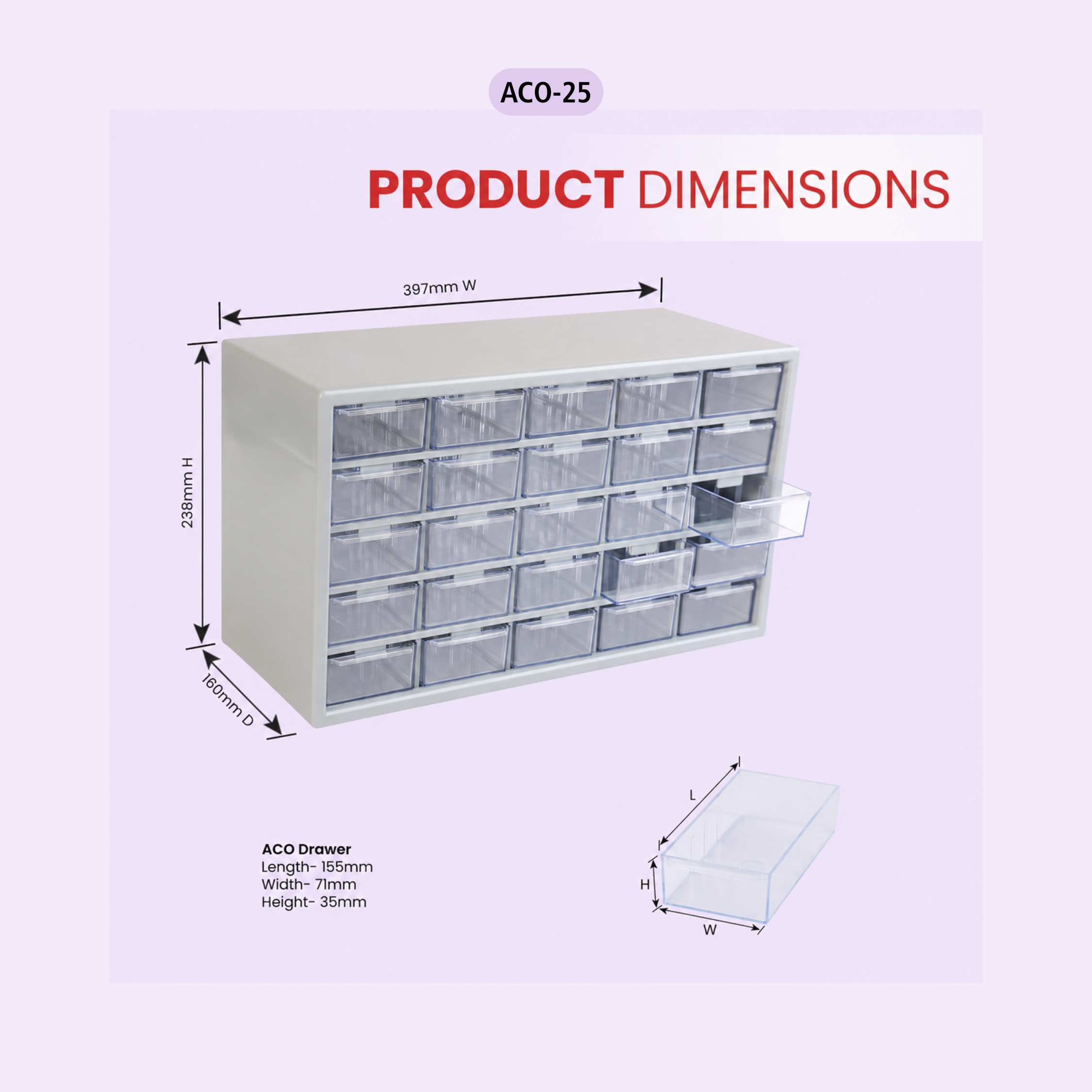 Alkon Component Organizer Storage Cabinet with Drawers & Bins