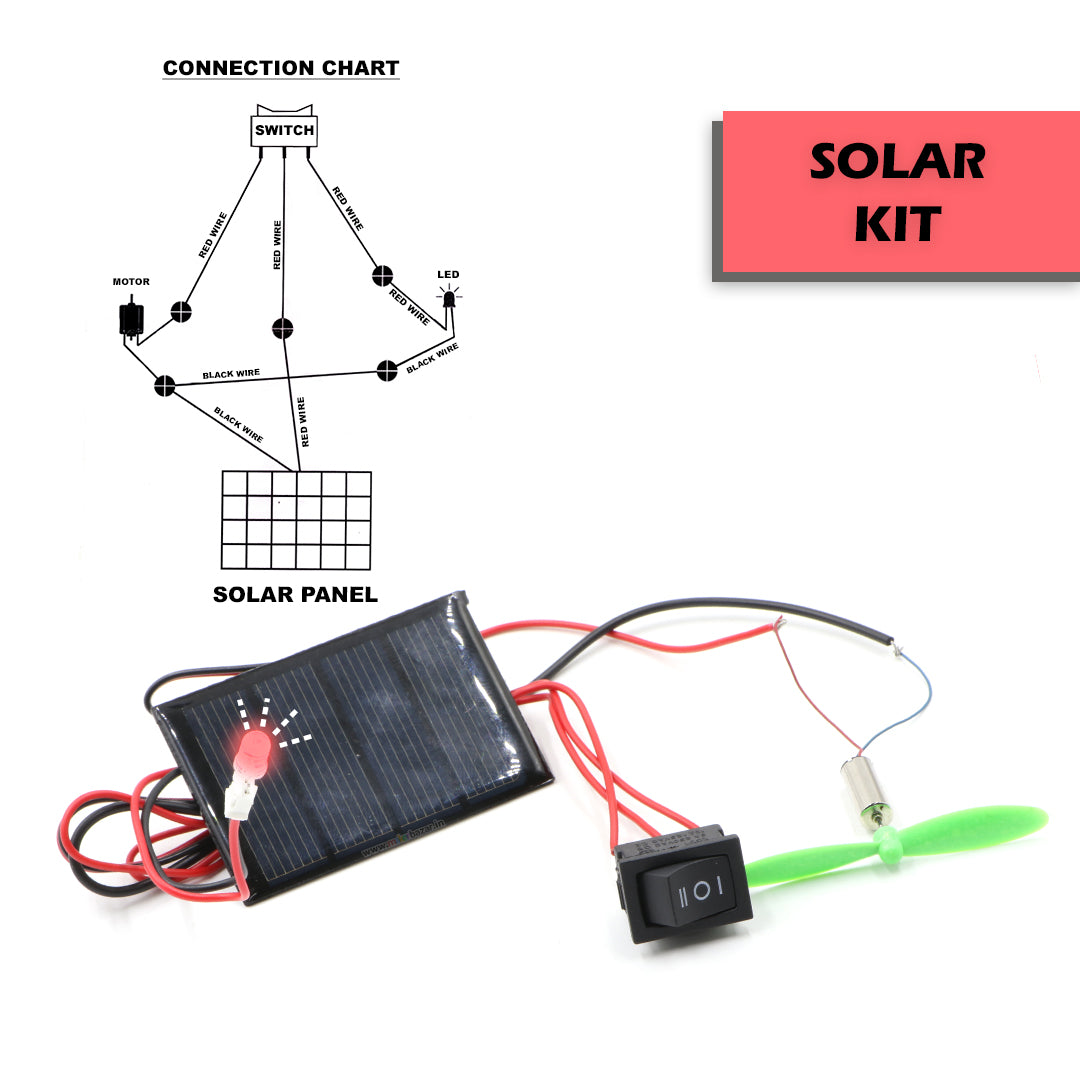 Solar Energy Powered DIY Mini Fan + LED Experiment Kit