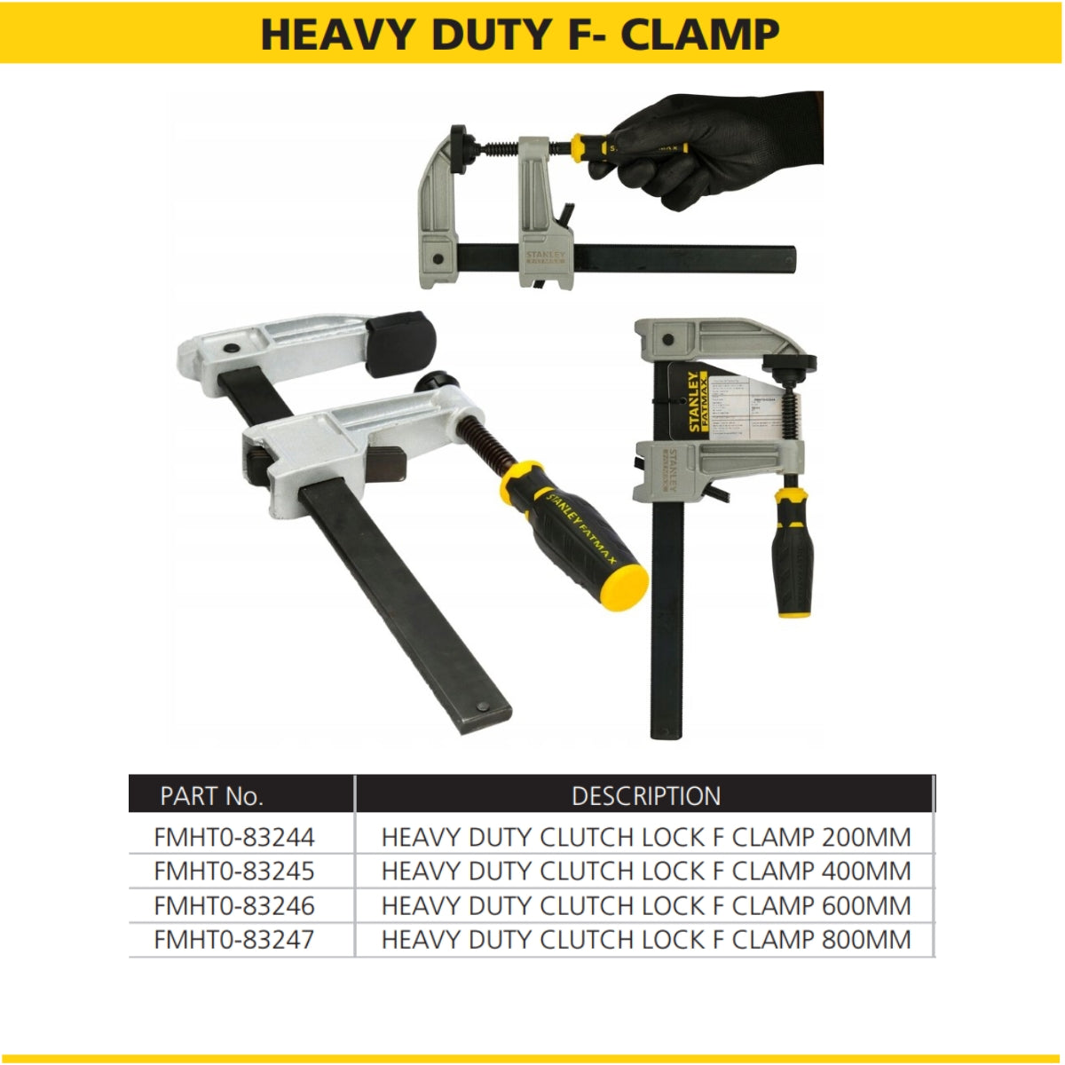 Stanley Fatmax Heavy-Duty Clutch-Lock F-Clamp