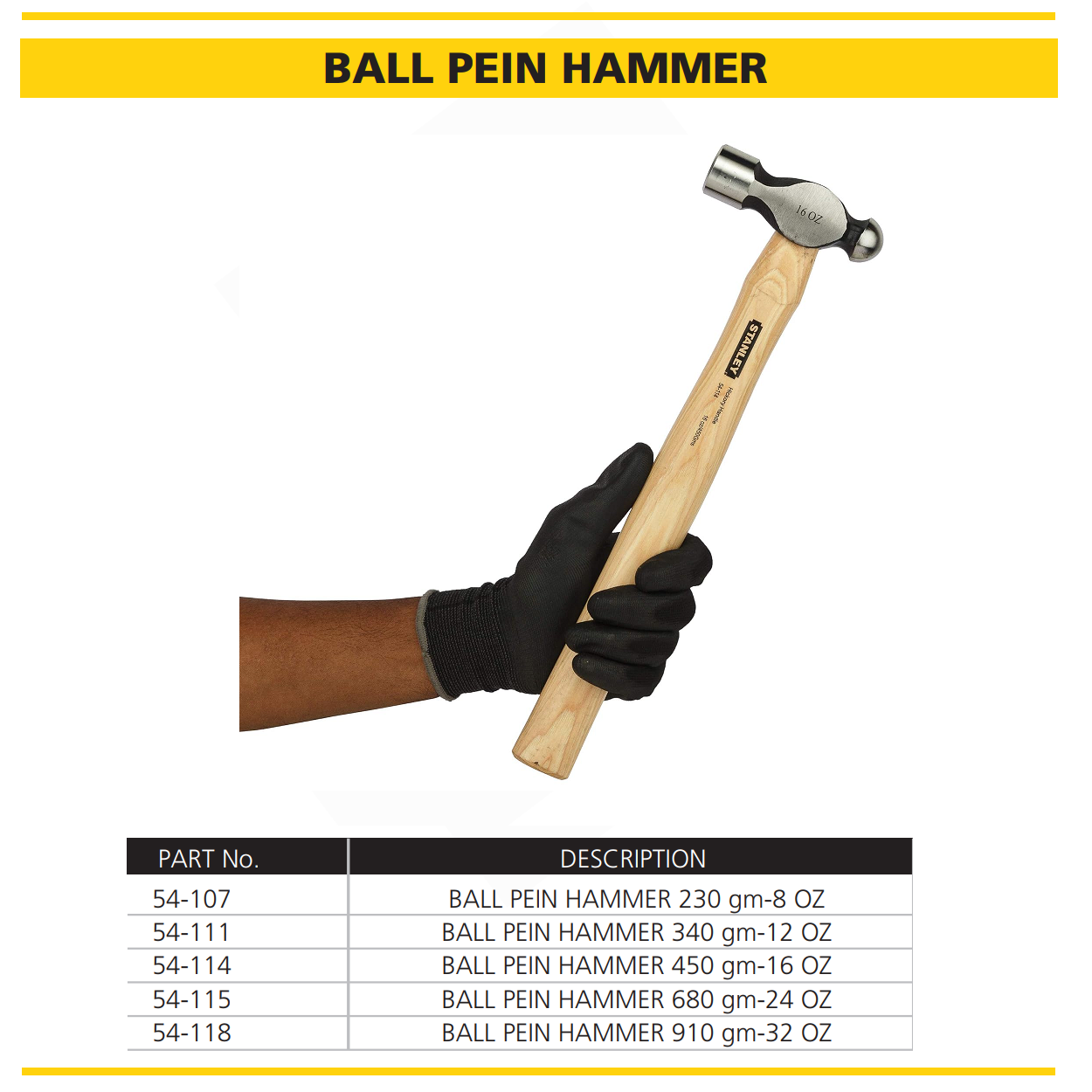 Stanley Ball Pein Hammer with Wooden Handle