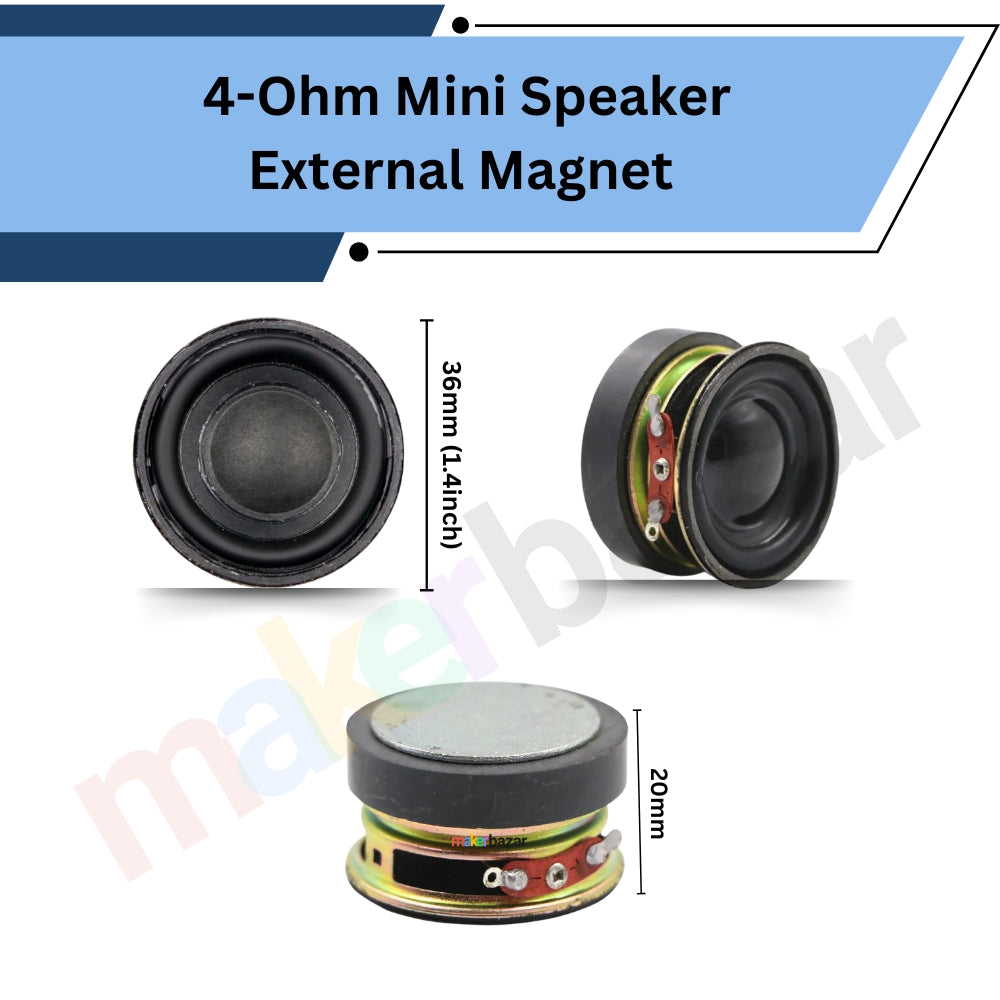 4-Ohm Mini External Magnet Speakers Metal Body