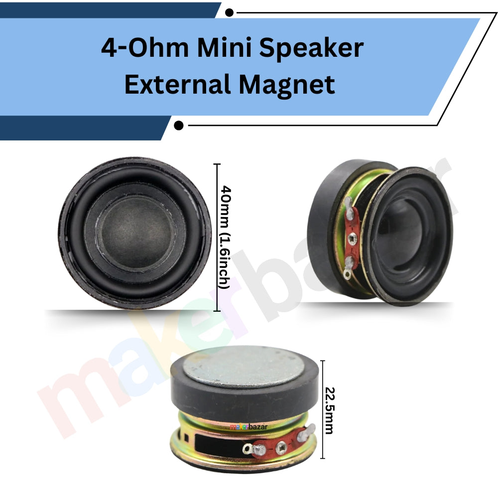 4-Ohm Mini External Magnet Speakers Metal Body