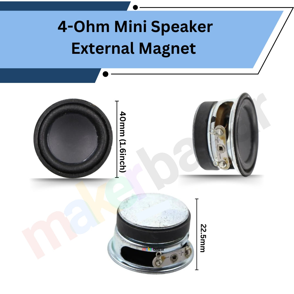 4-Ohm Mini External Magnet Speakers Metal Body