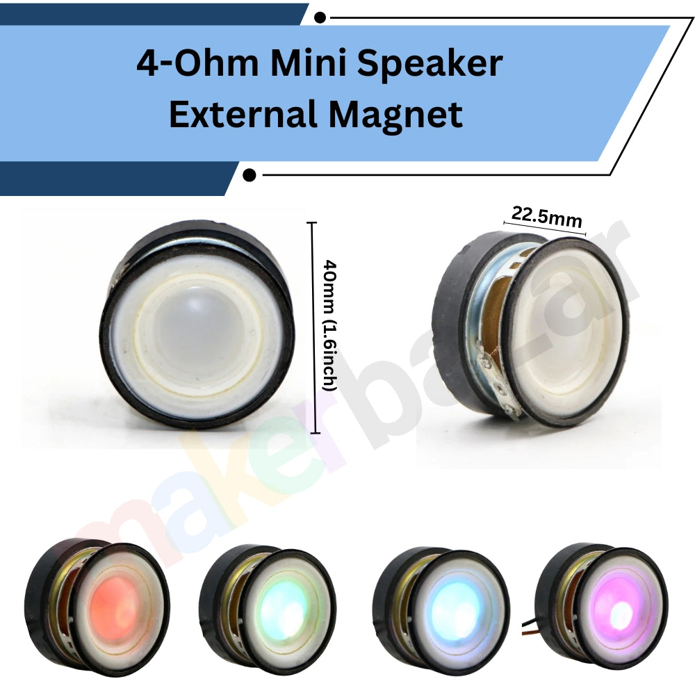 4-Ohm Mini External Magnet Speakers Metal Body