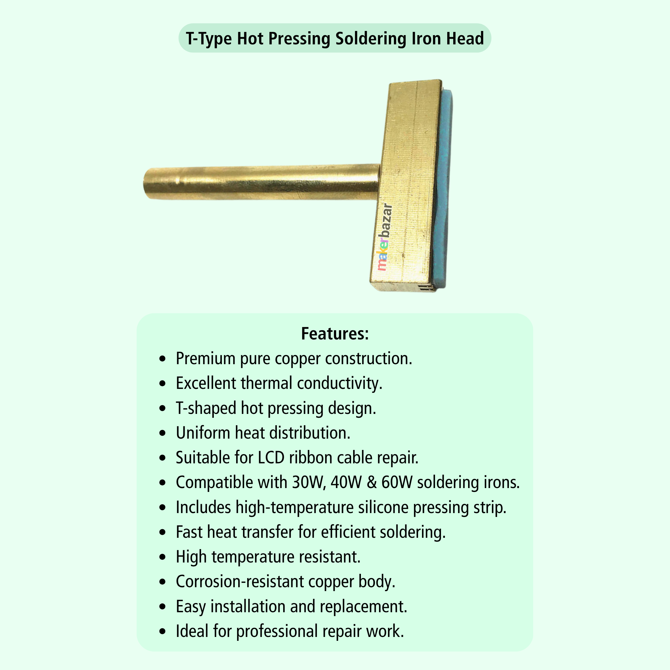 T-Type Pure Copper Hot Pressing Soldering Iron Head