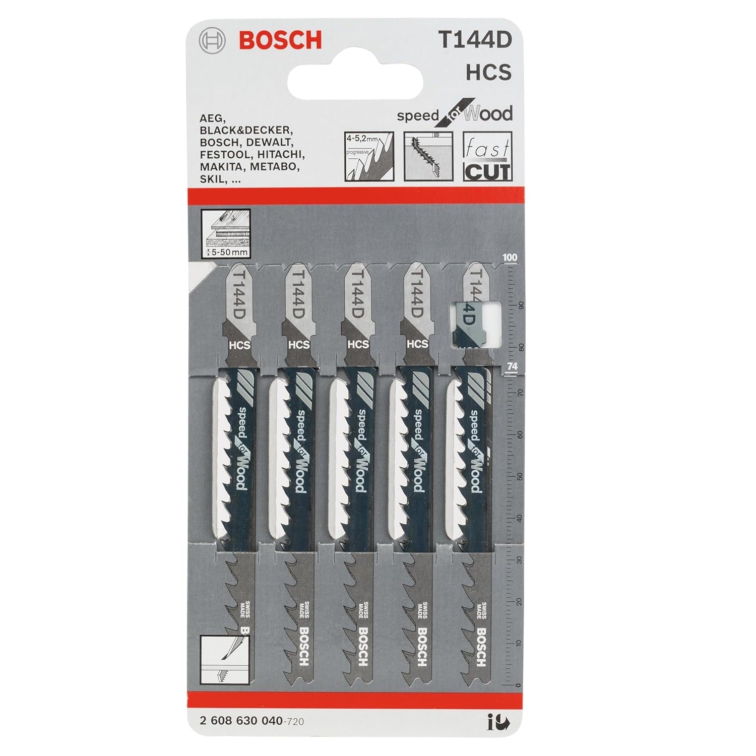 Bosch Jigsaw Blades Spare Cutter for Plastic/Wood/Metal [Pack of 5]