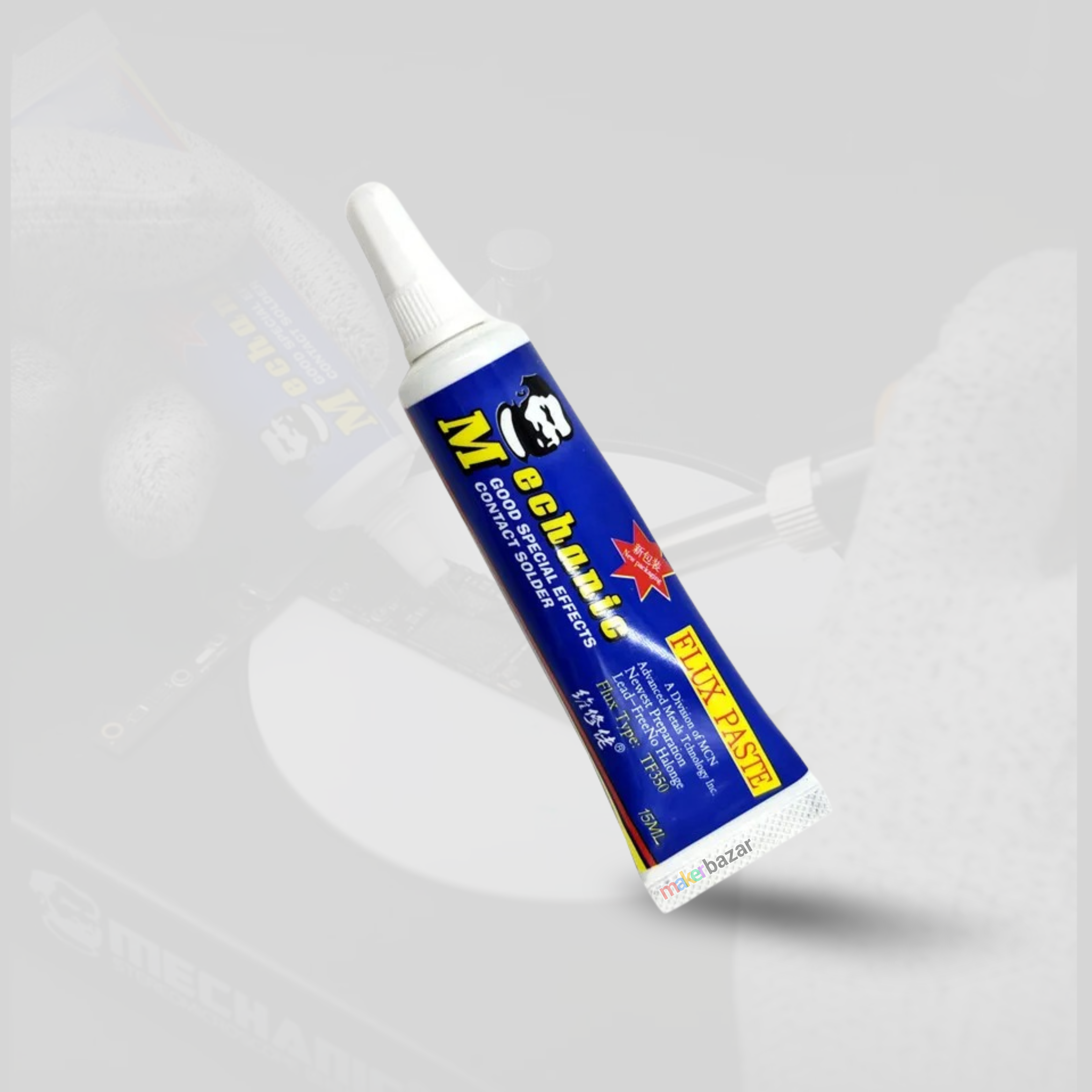 Tube of M-Binder glue on a light gray background