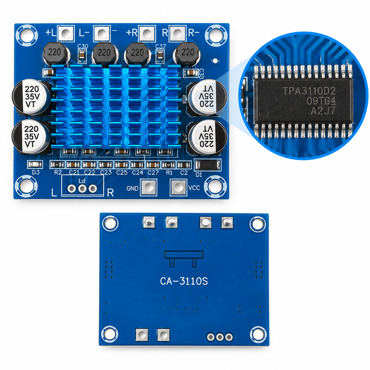 XH-A232 TPA3110 30W Dual-Channel Digital Audio Power Amplifier Board Stereo Class-D 8~26VDC