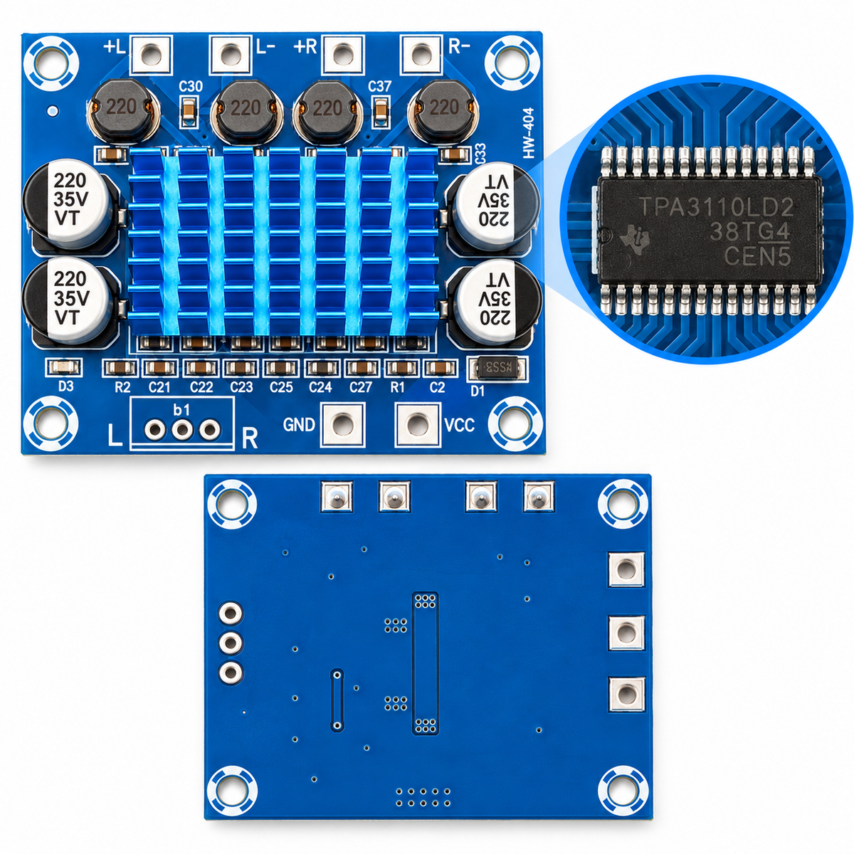XH-A232 TPA3110 30W Dual-Channel Digital Audio Power Amplifier Board Stereo Class-D 8~26VDC