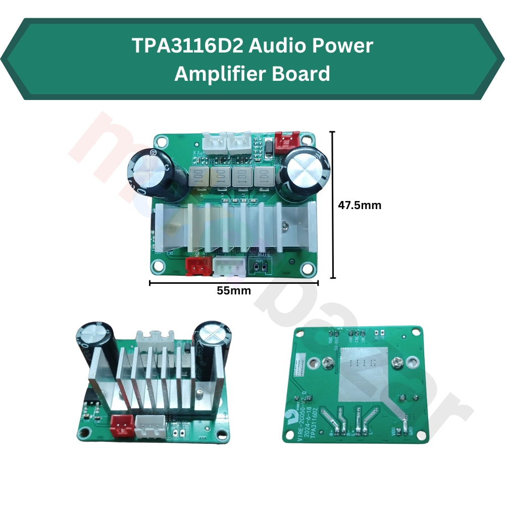 12-24VDC TPA3116D2 2x50W Audio Amplifier Module Dual Channel