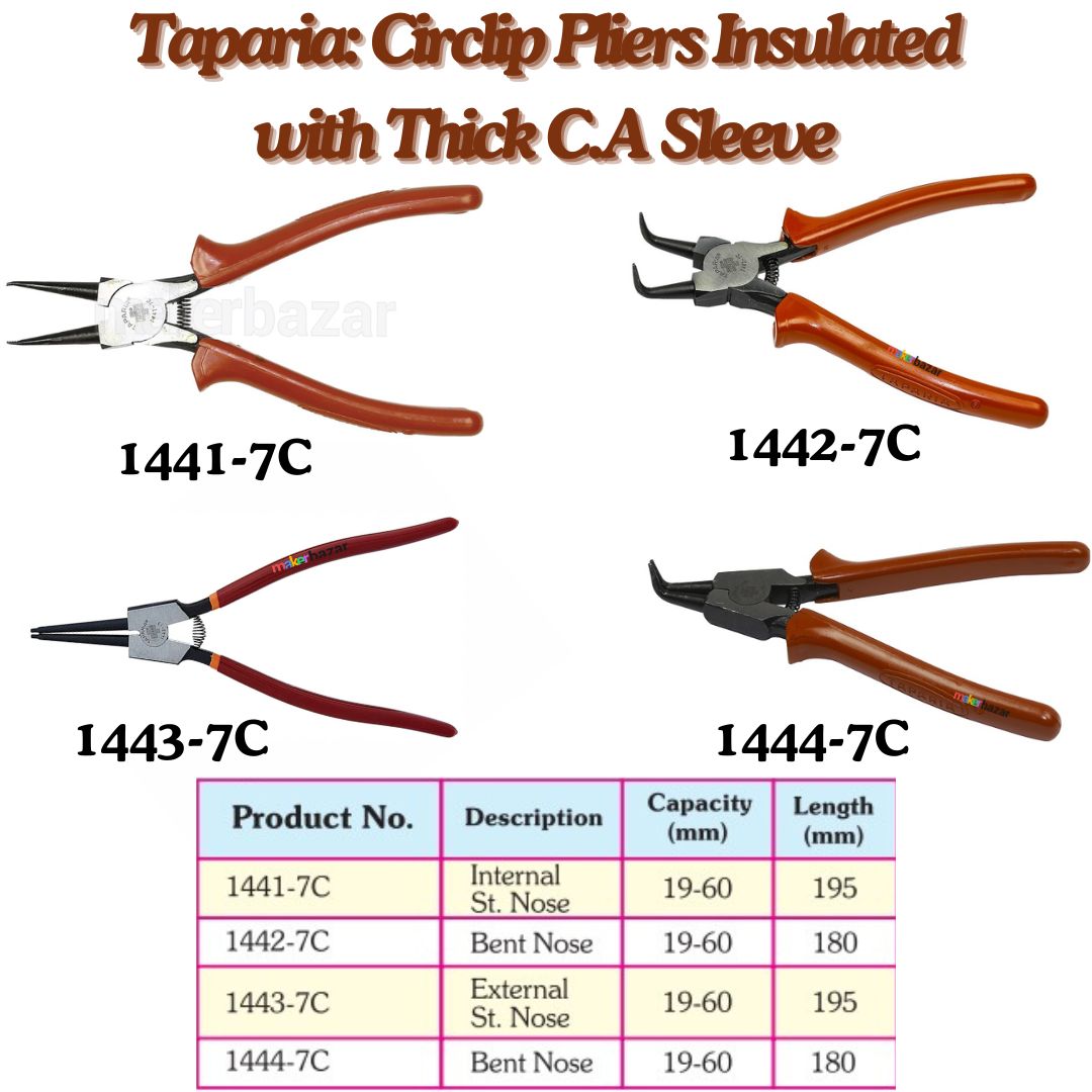 Taparia: Style-1 Circlip Pliers Insulated with Thick C.A Sleeve