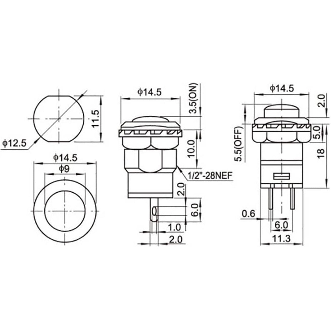 DS-42x 12mm Push Button Panel Mount Switches