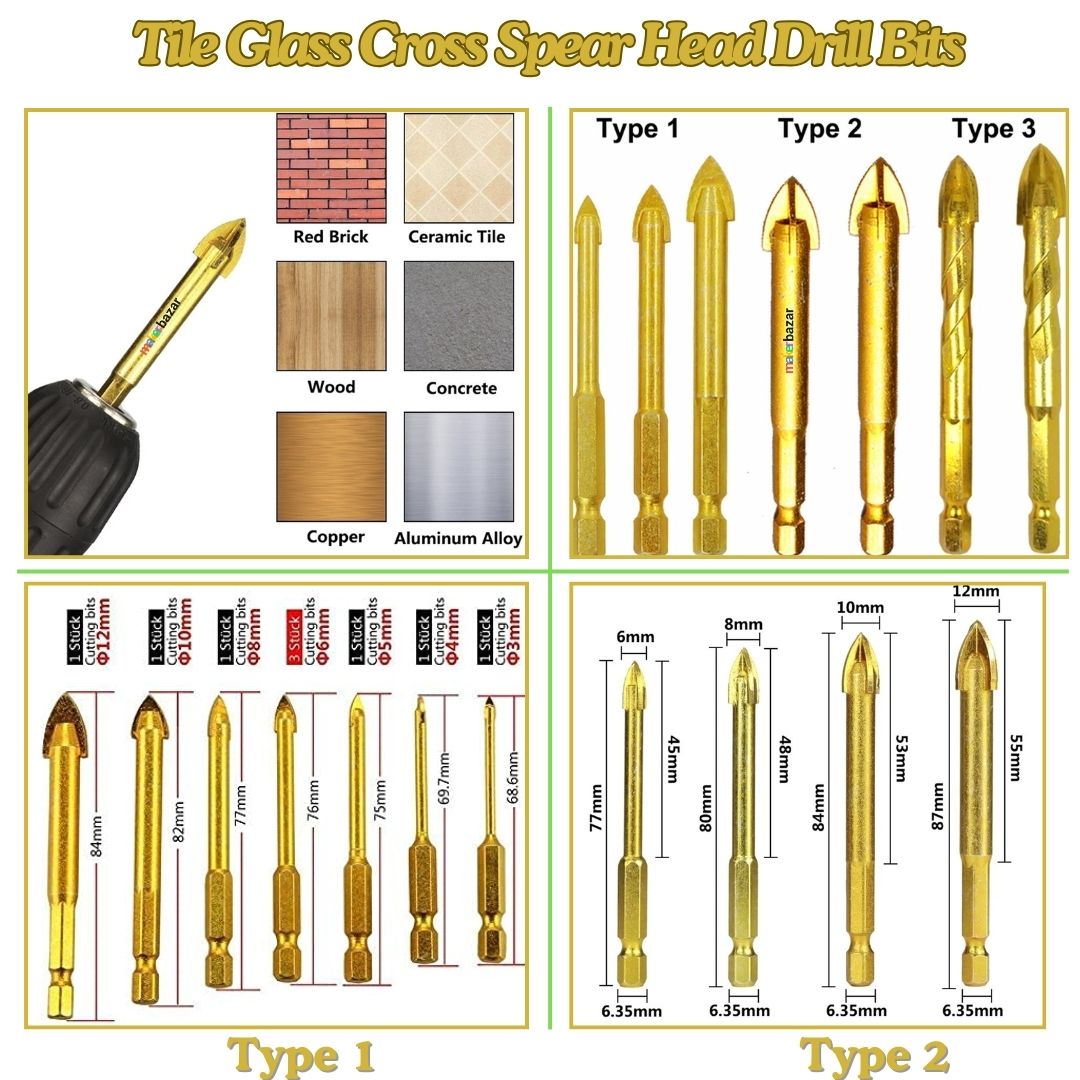 Hex-Shank Ceramic Drill Bit Set for Tile/Glass