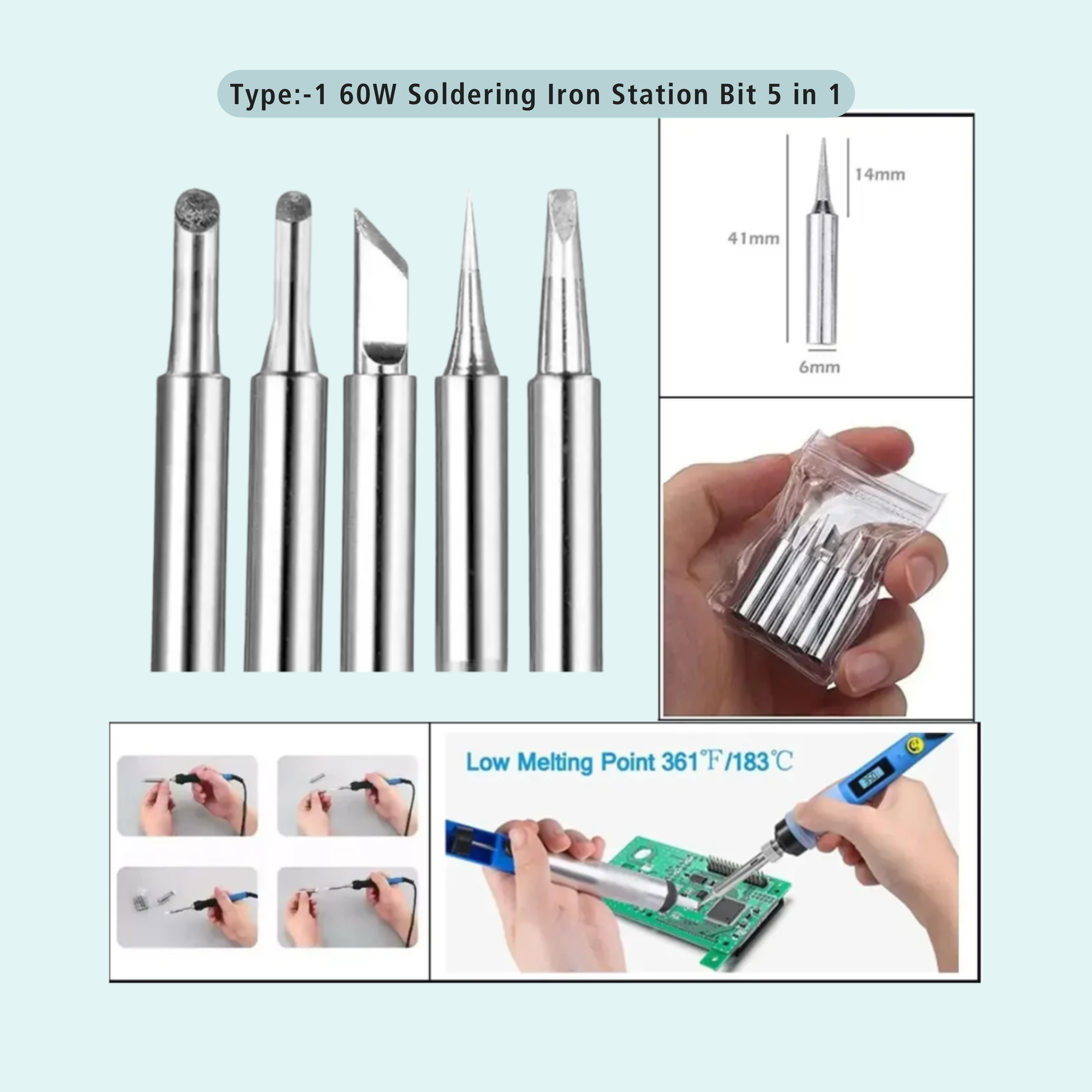 60W Premium Soldering Iron/Station Bits