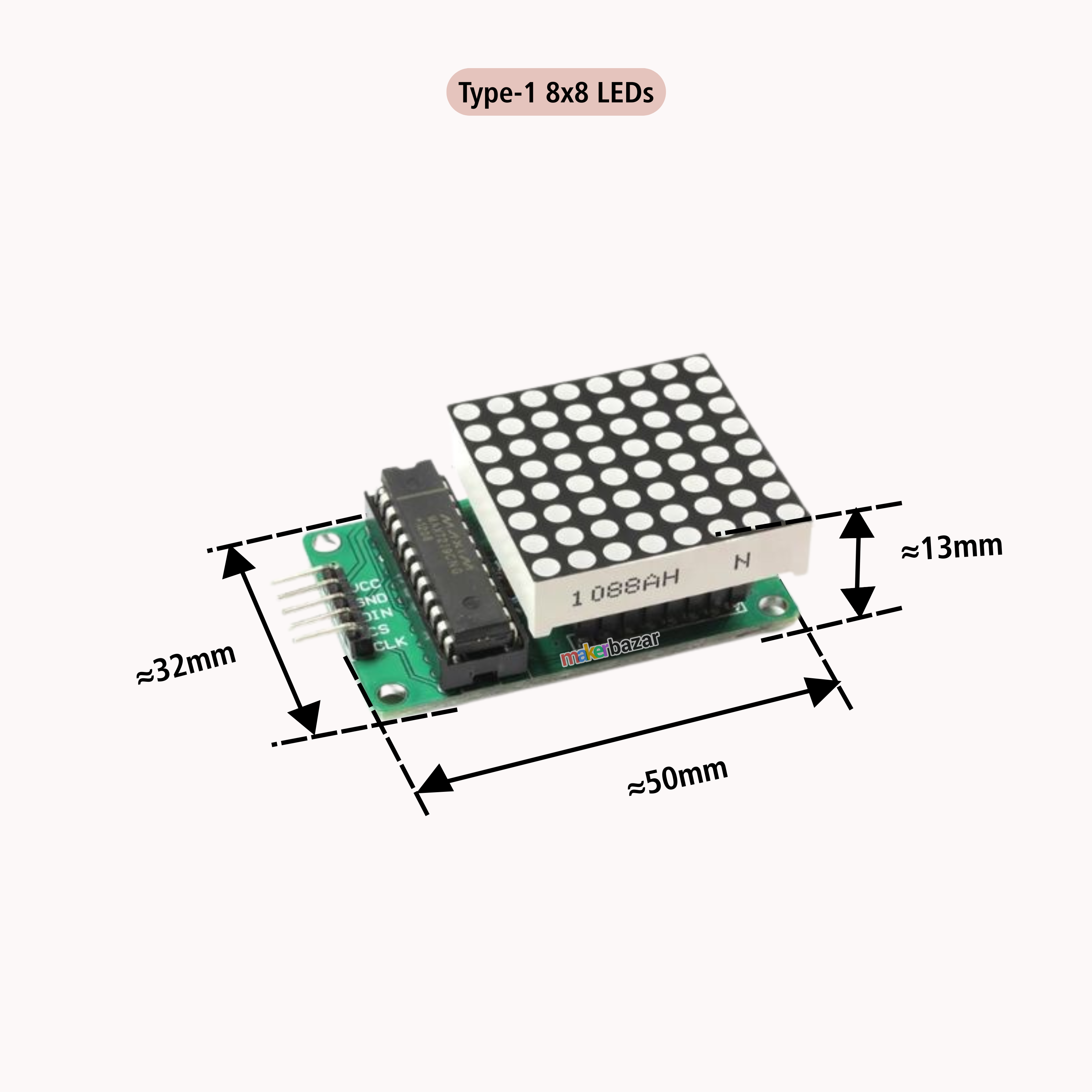 MAX7219 8x8 Dot Matrix Microcontroller Module LED Display