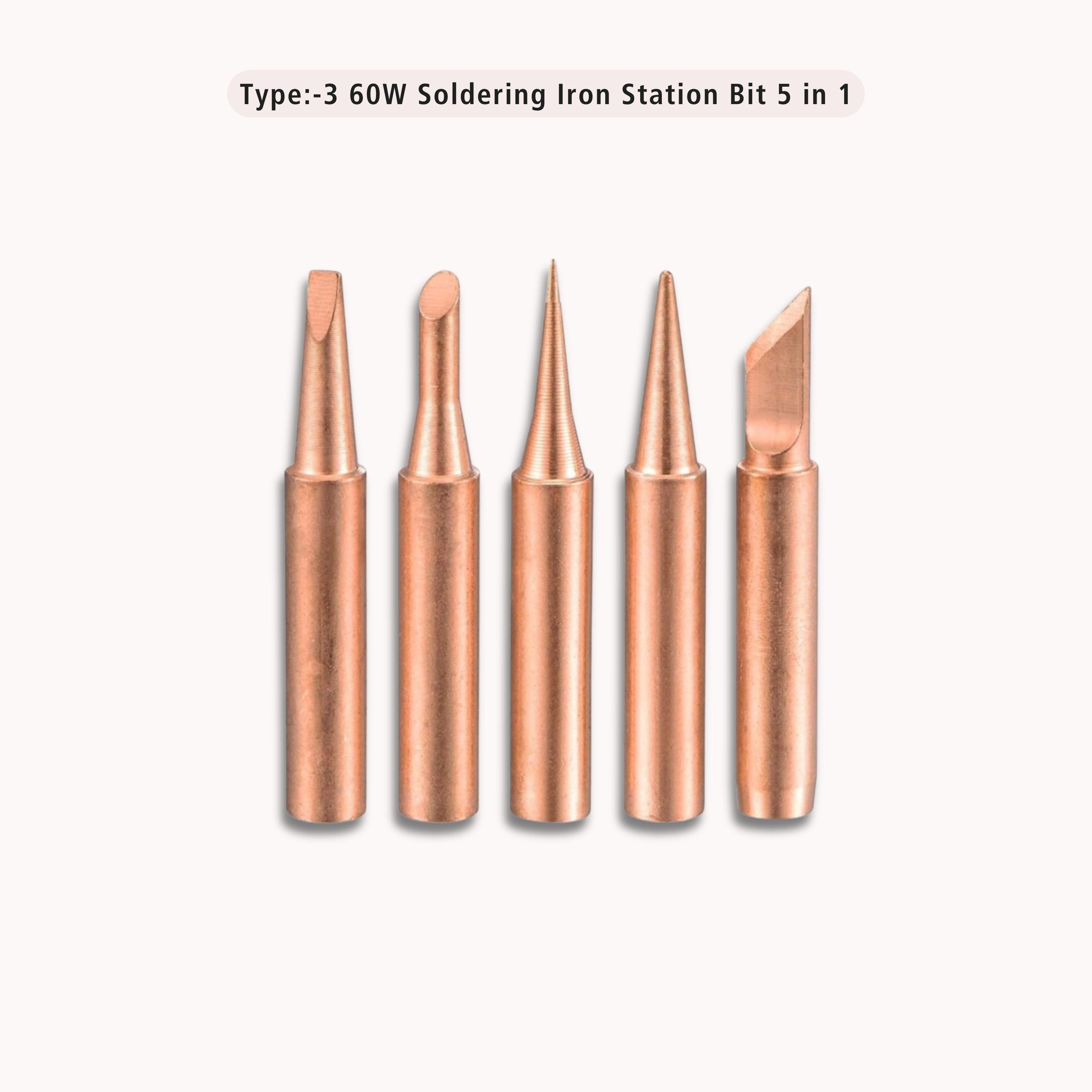5-In-1 60W Premium Soldering Iron/Station Bit Set