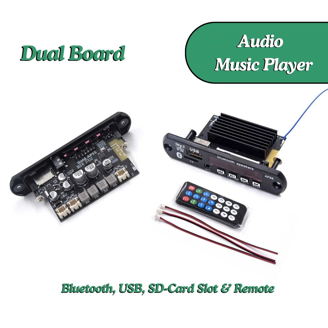 Music Player Modules with Remote, Stereo Board With Built In Display Bluetooth, FM,USB,SD-Card Slot,Aux & Amplifier for DIY/Cars
