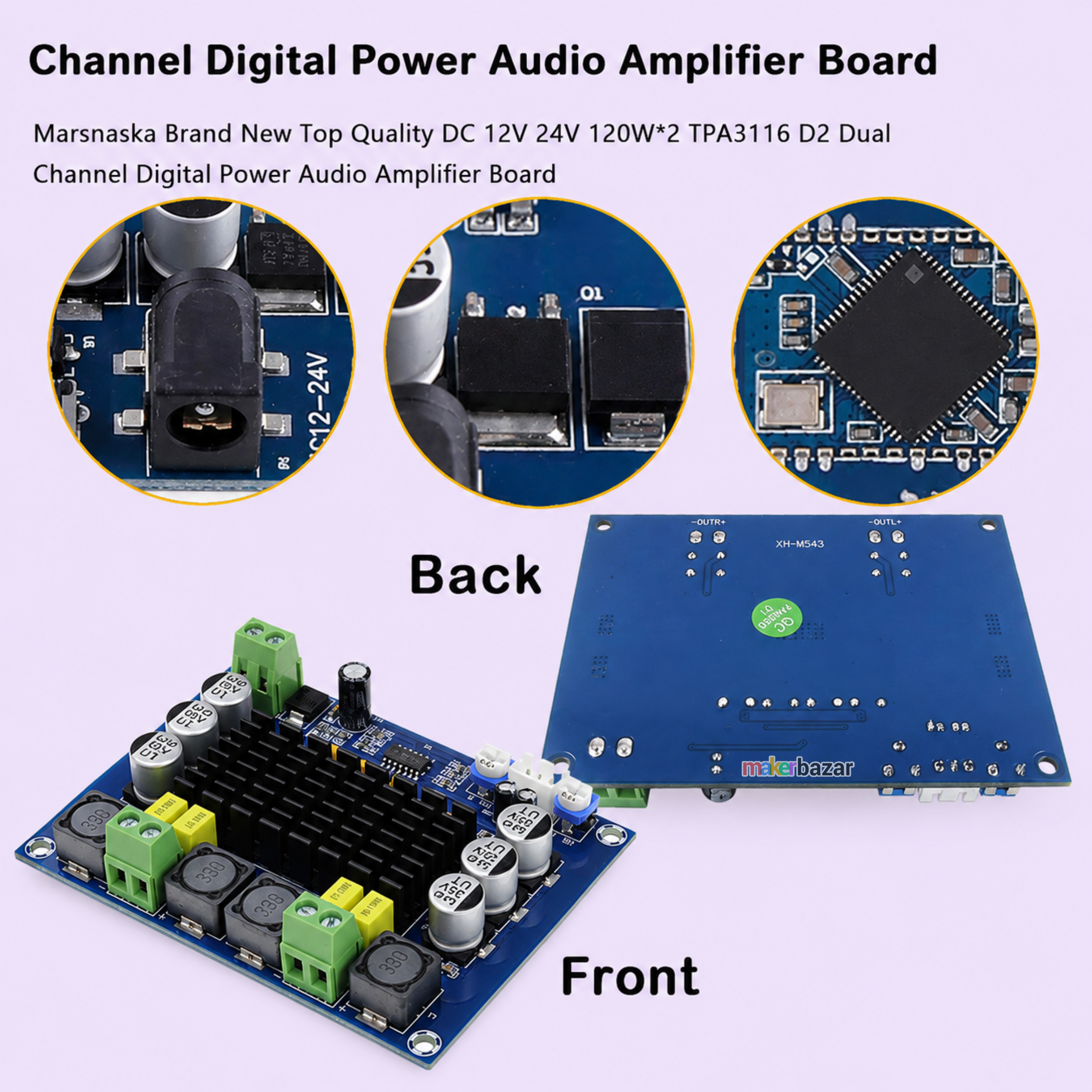 [Type 1] XH-M543 120W Dual Channel High Power Digital Power Amplifier Board