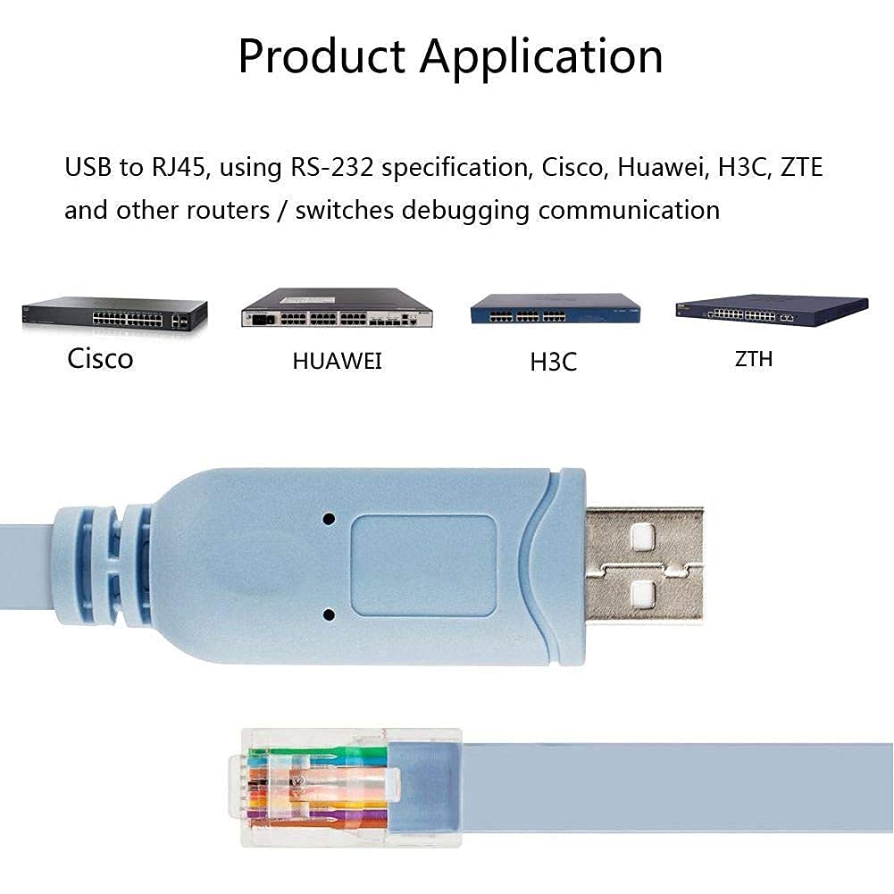 USB 2.0 Male to RJ45 Male Console Cable