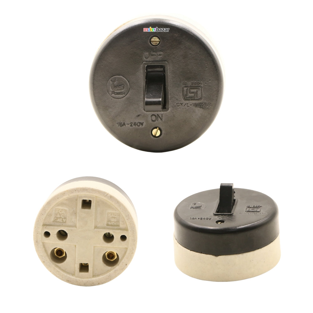 Classic Retro Bakelite Electrical Switch with Porcelain Base