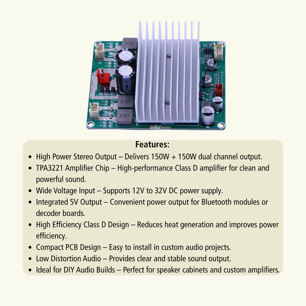 Vire-2C150 TPA3221 150W+150W Class D Stereo Amplifier Board