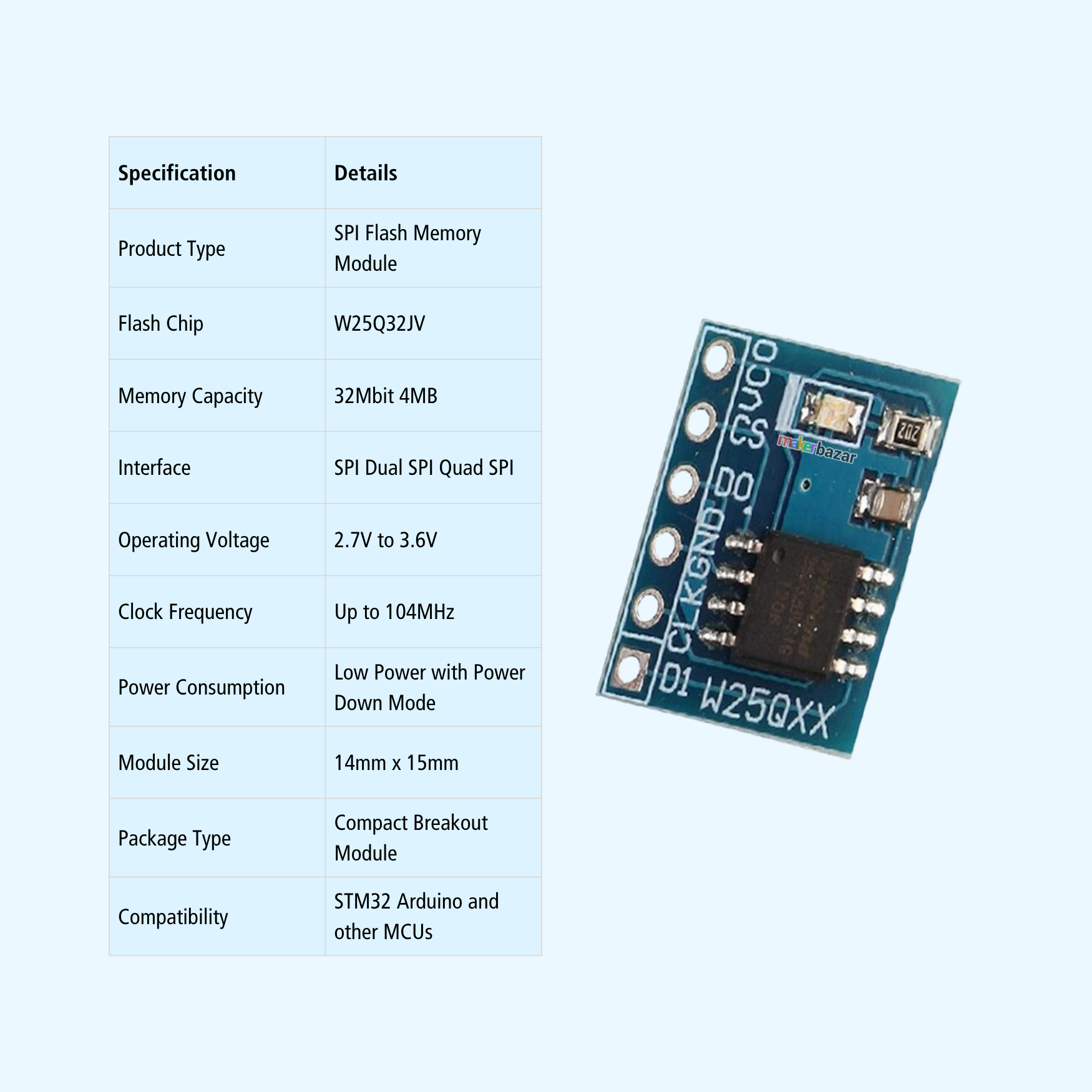 W25QXX SPI Flash Storage Module External Memory