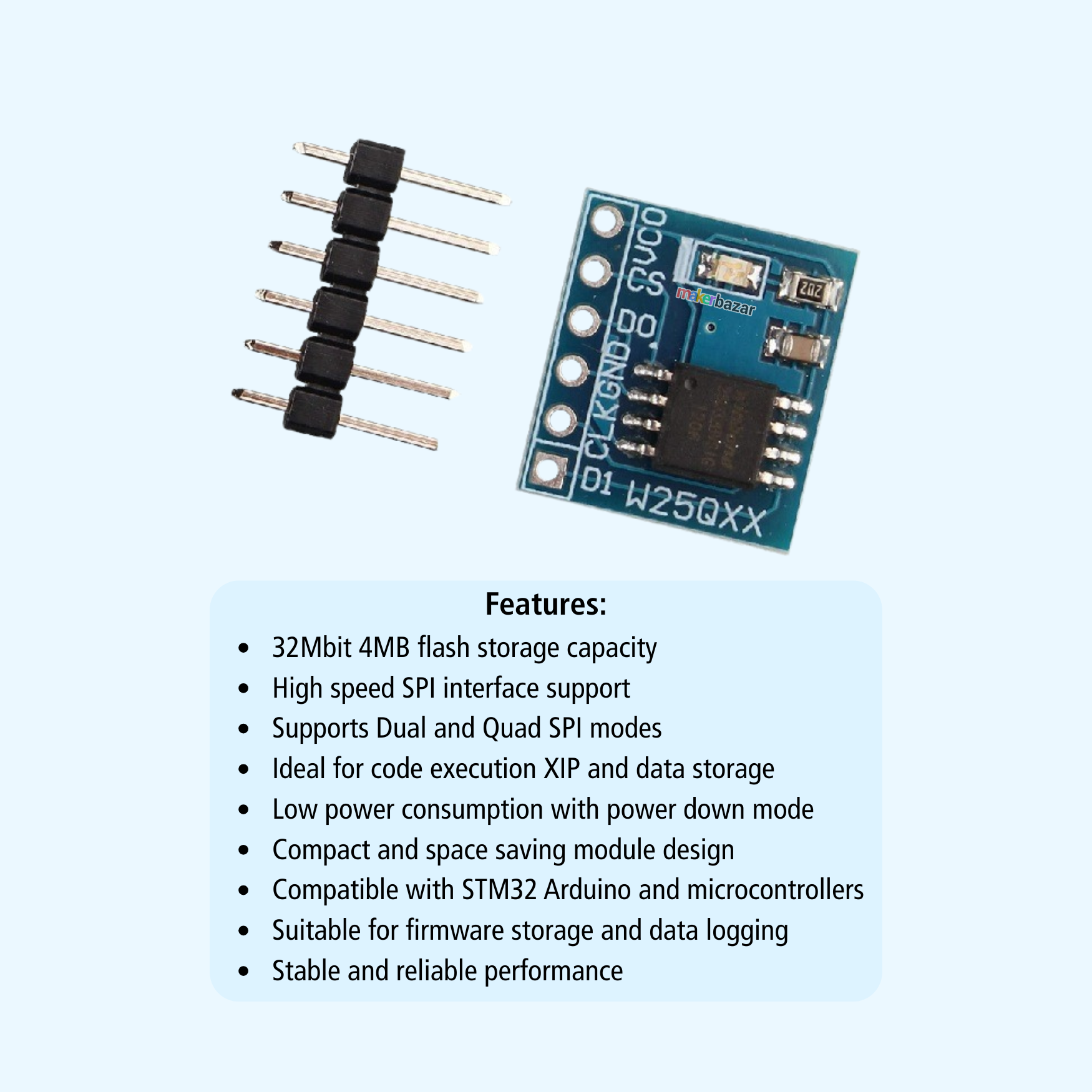W25Q32 SPI Flash Memory Module 32Mbit 4MB Storage