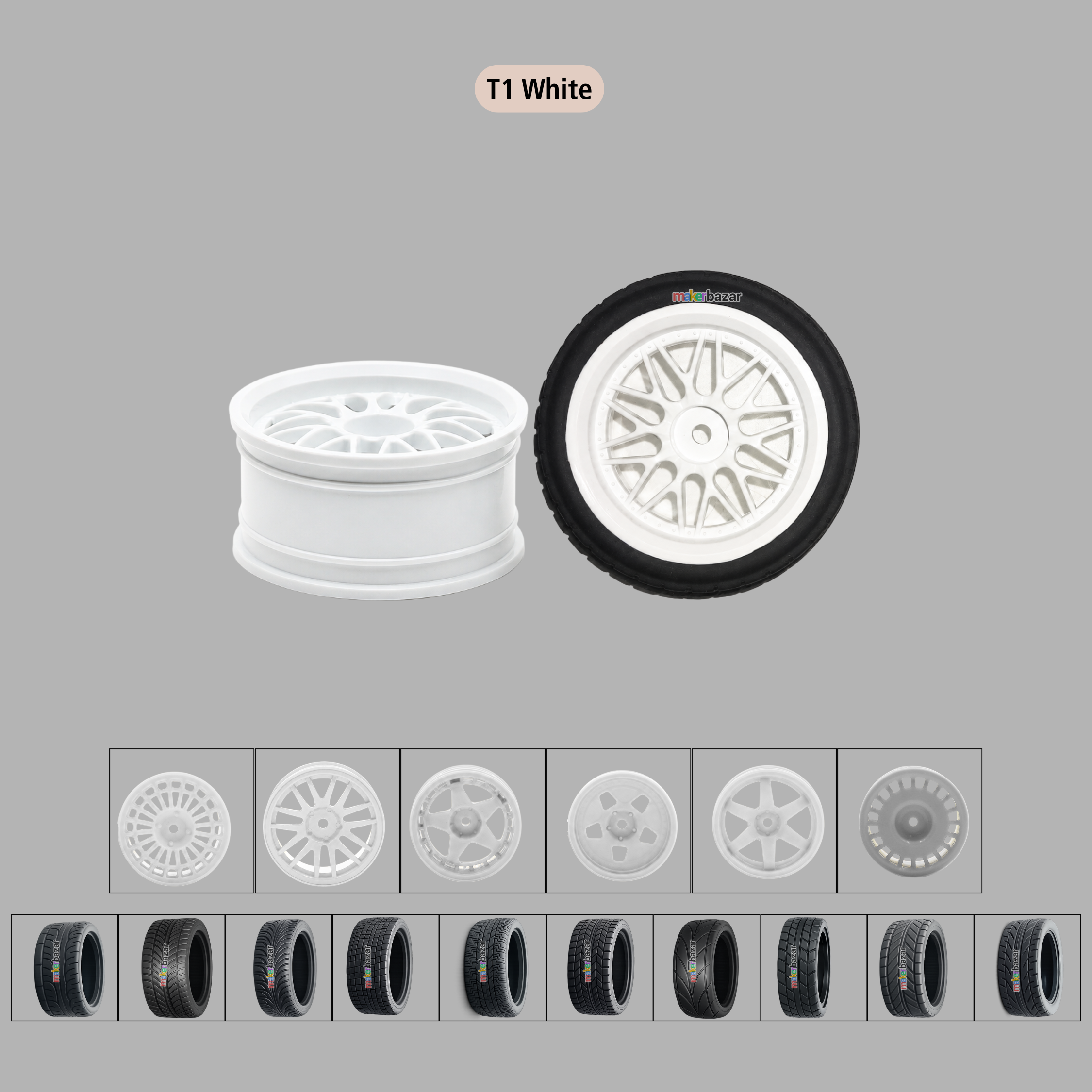 67mm Hex Wheel+Tyre for 1/10 RC Drift Car [Pack of 4]