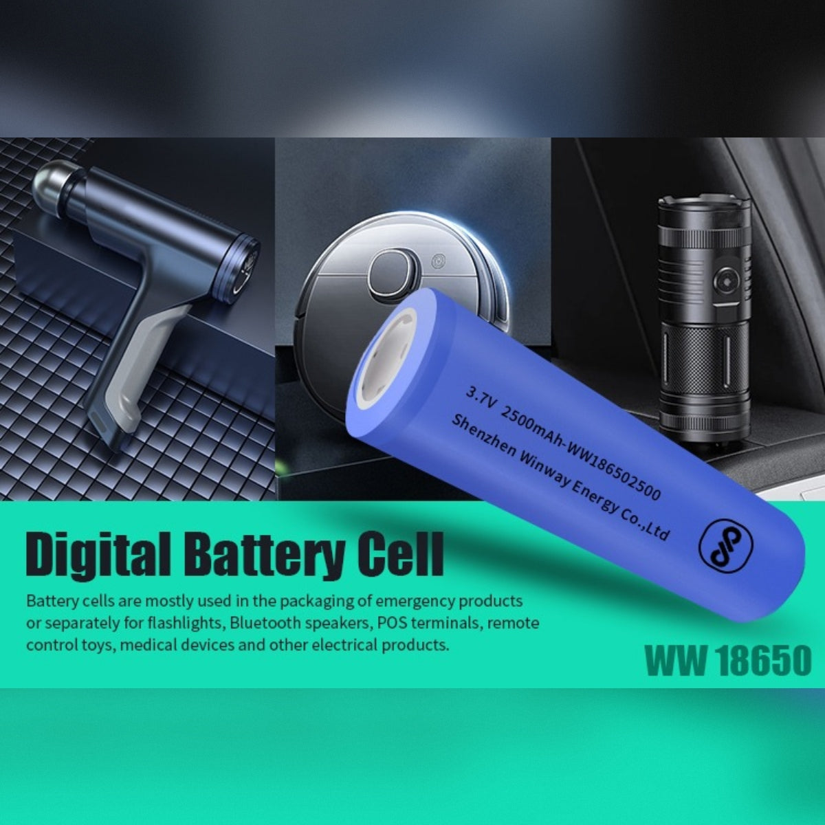 Winway 18650 3.7V Lithium-Ion Rechargeable Battery
