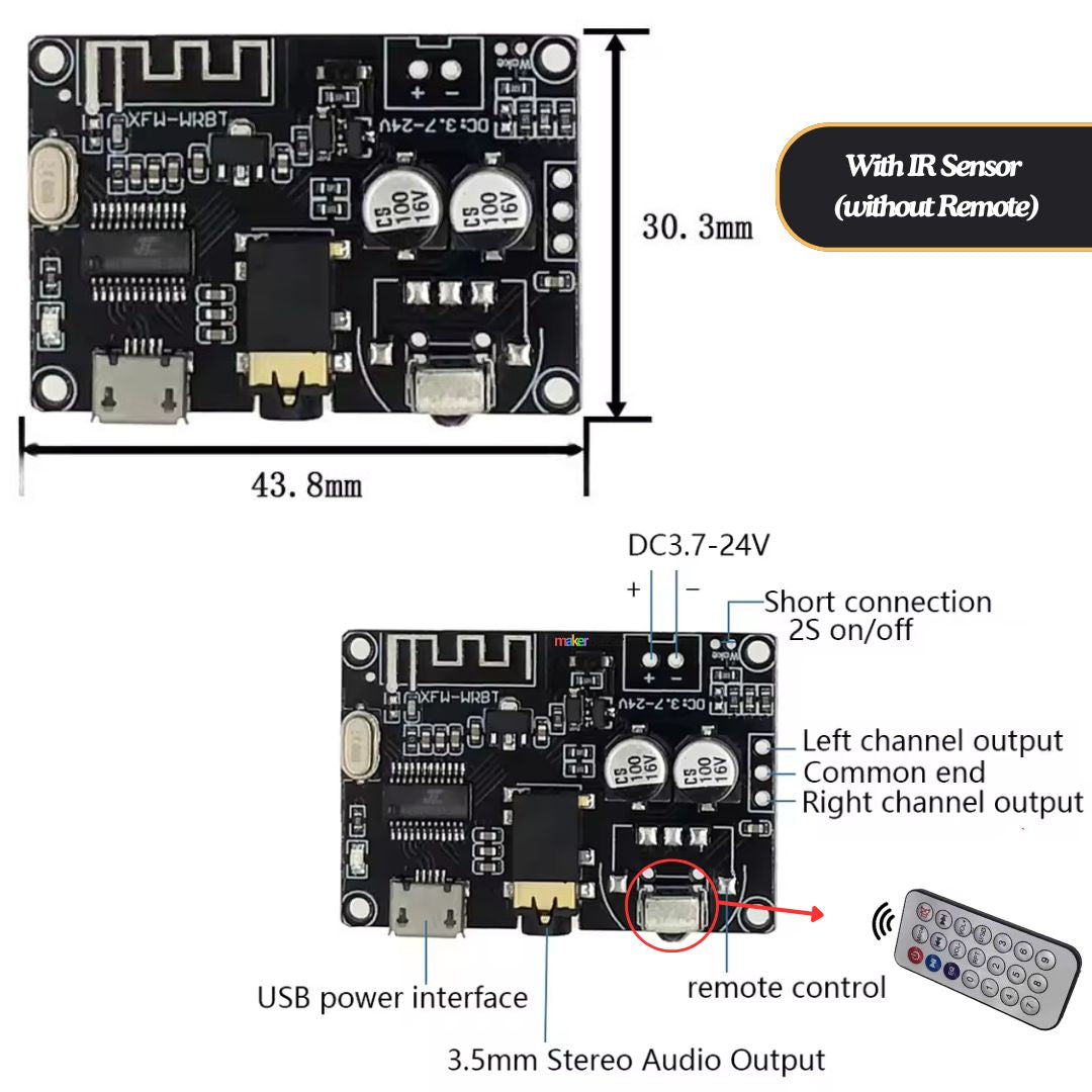 XY-WRBT Bluetooth Audio Receiver Board 5.0 Mp3 Lossless Decoder Board Wireless Stereo Amplifier