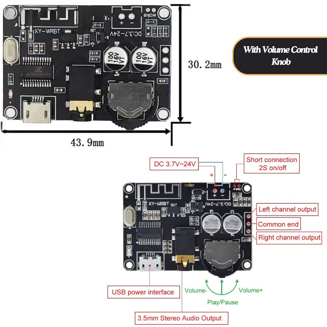 XY-WRBT Bluetooth Audio Receiver Board 5.0 Mp3 Lossless Decoder Board Wireless Stereo Amplifier