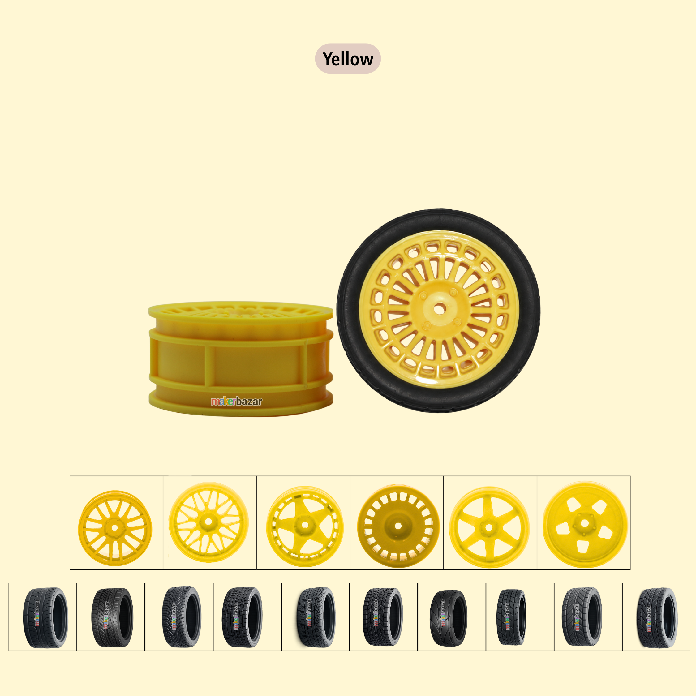 67mm Hex Wheel+Tyre for 1/10 RC Drift Car [Pack of 4]