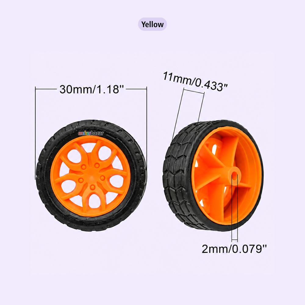 30x11mm DIY Plastic Wheels for 2mm Shaft RC Toys Motor