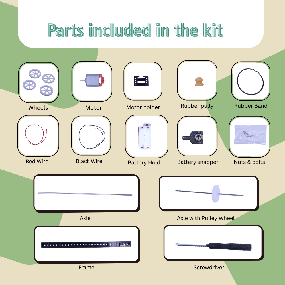 DIY Battery Operated Belt Car – STEM Educational Science Kit for Kids