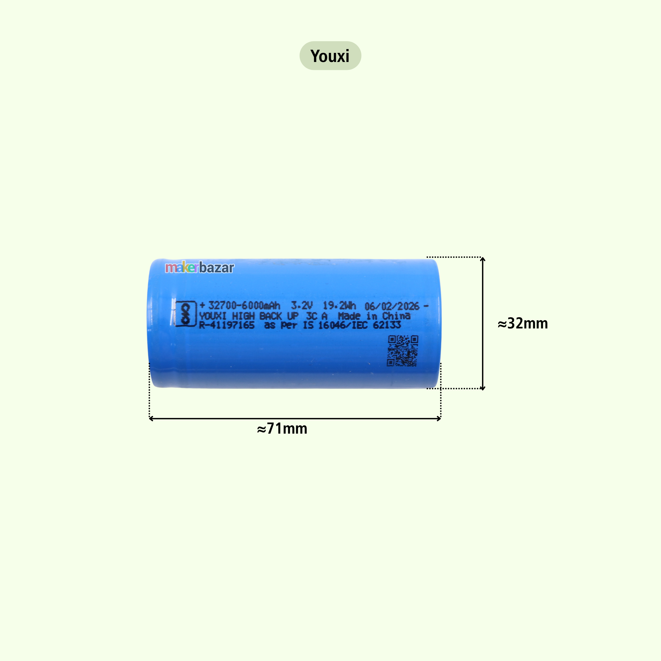32700 32650 3.2V Rechargeable 6000mAh LifePO4 Battery Cell