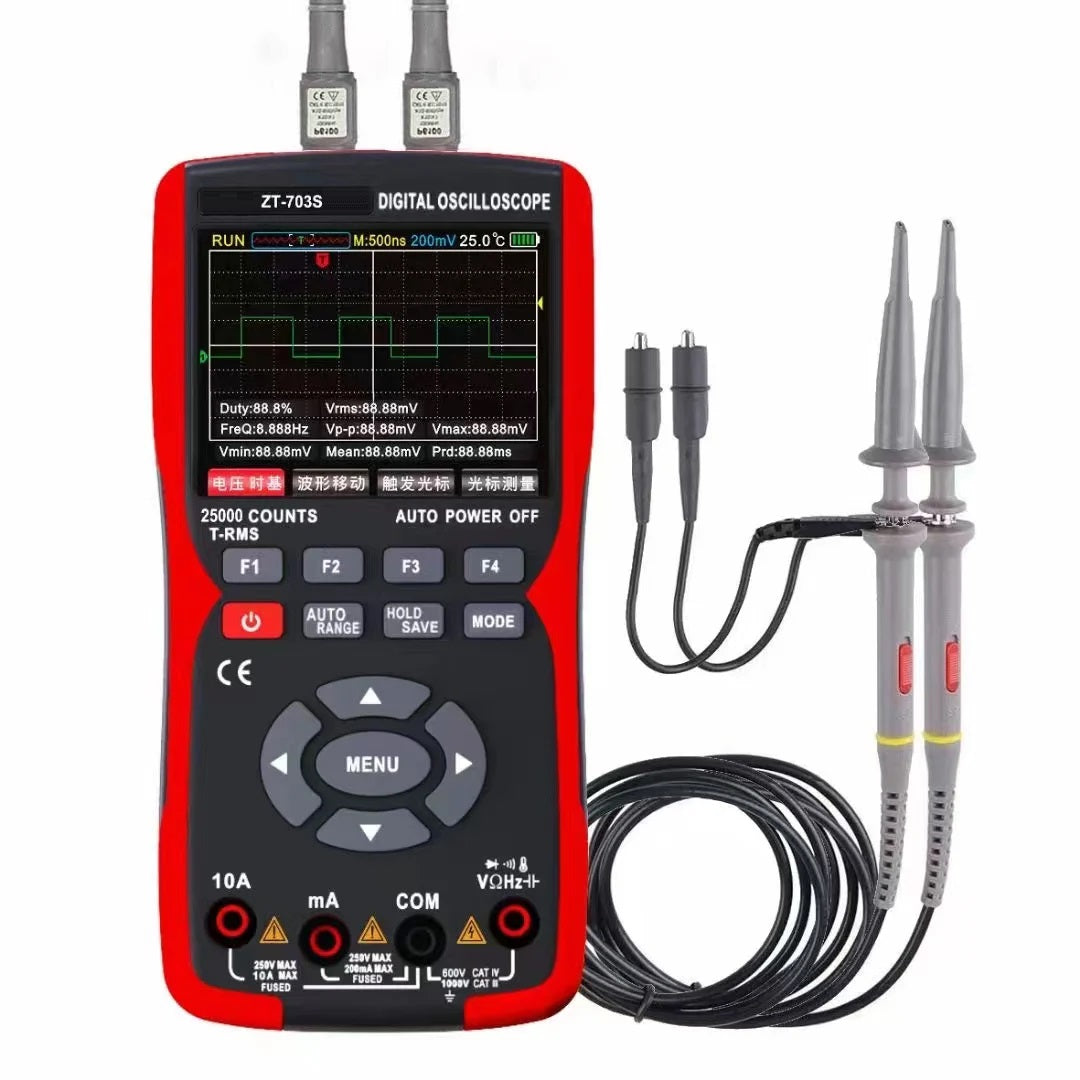 ZT-703S: 3-in-1 Handheld Digital Oscilloscope and Multimeter