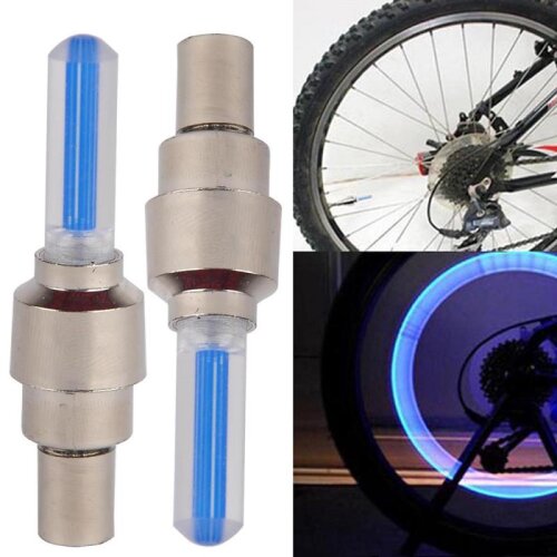 LED Flash Light Lamp For Bicycle Wheel Valve Sealing Caps (2pcs)