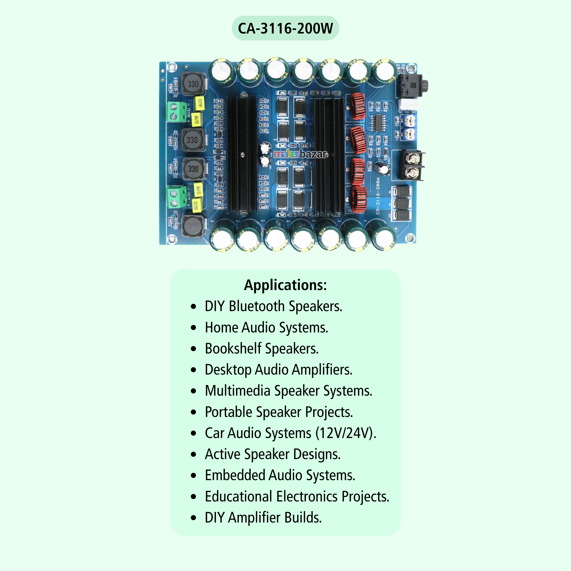CA-3116-200W Class-D Stereo Audio Amplifier Board
