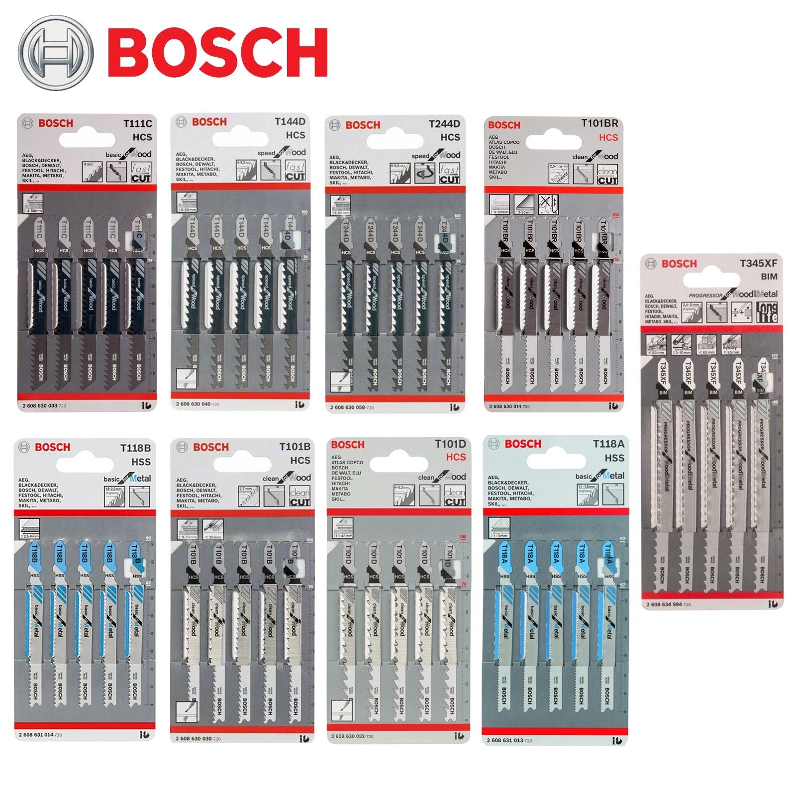 Bosch Jigsaw Blades Spare Cutter for Plastic/Wood/Metal [Pack of 5]