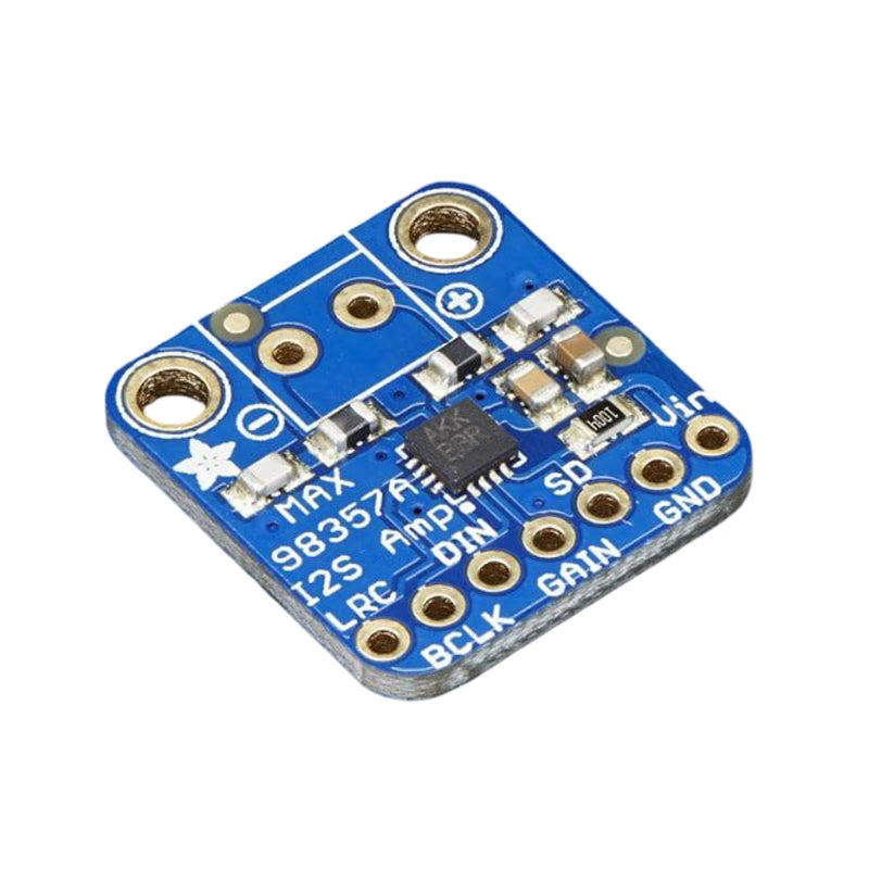 A blue MAX3576L linear amplifier circuit board with gold-plated pins and a central black IC chip, shown on a plain white background.
