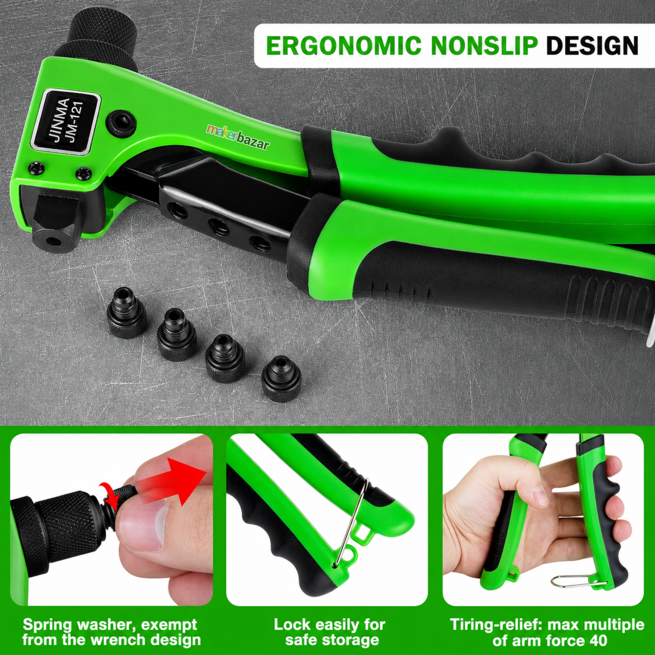 8.5-Inch Hand Rivet Gun Tool with Non-Slip Grip