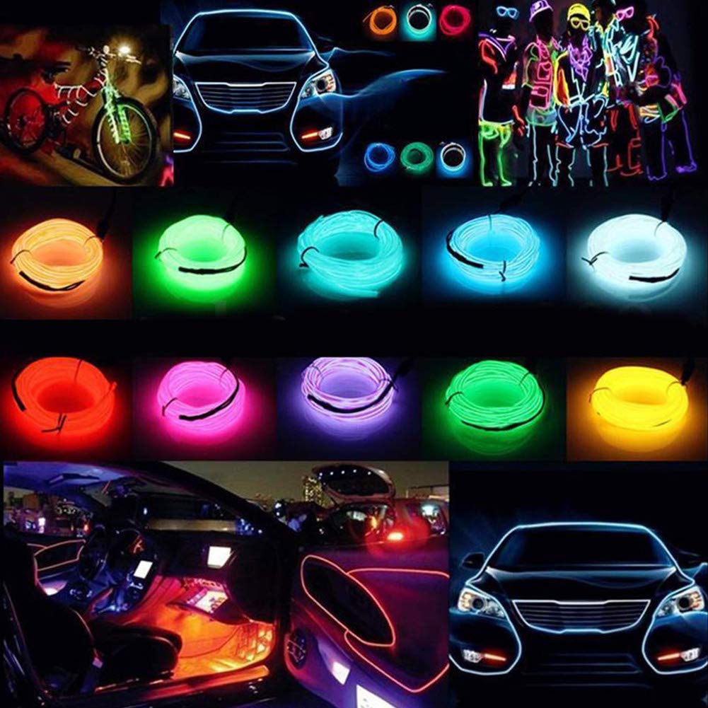 5M EL Wire Neon LED Strip Panel Gap String Glowing Rope for Cars