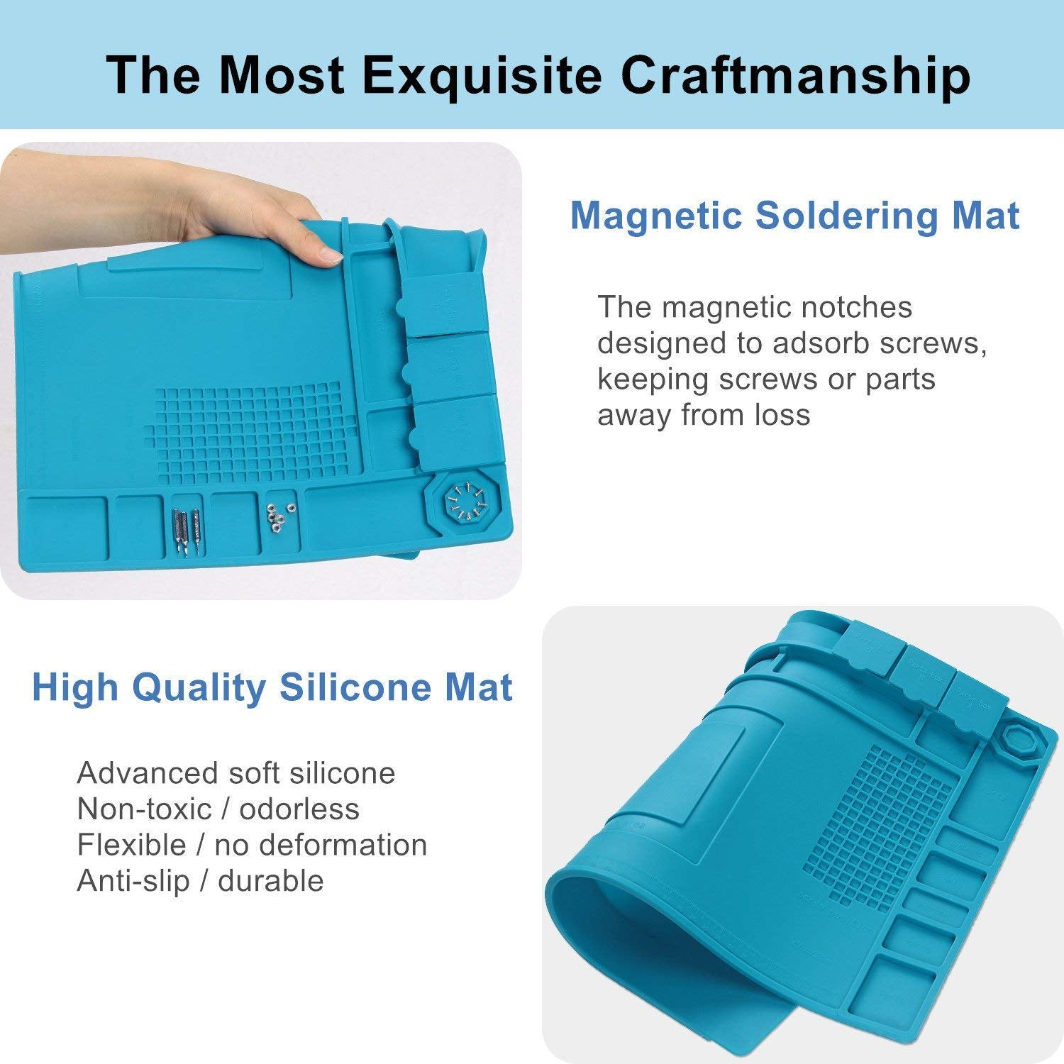 Heat Insulation Silicone Repair Mat – Anti-Static, Magnetic Workbench Mat