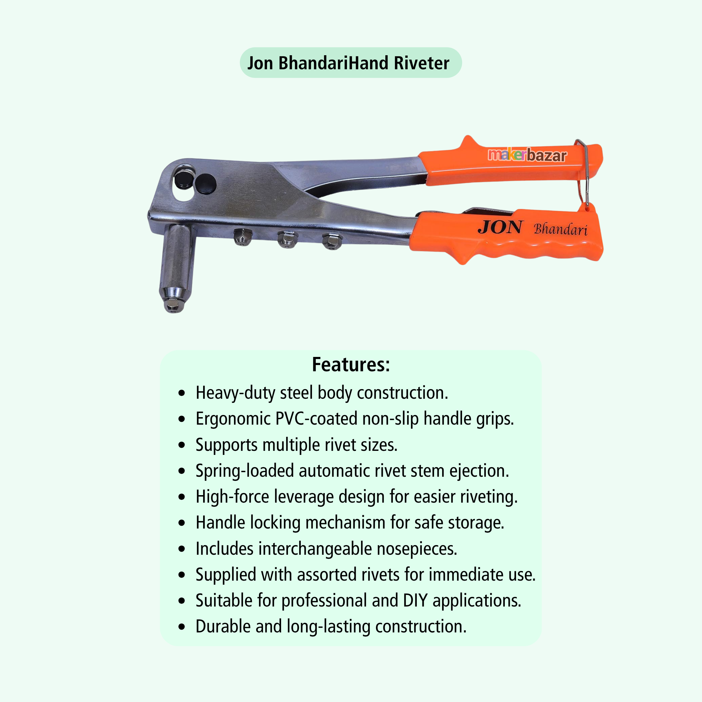 Jon Bhandari: R-006 10inch Hand Riveter Tool with Screws